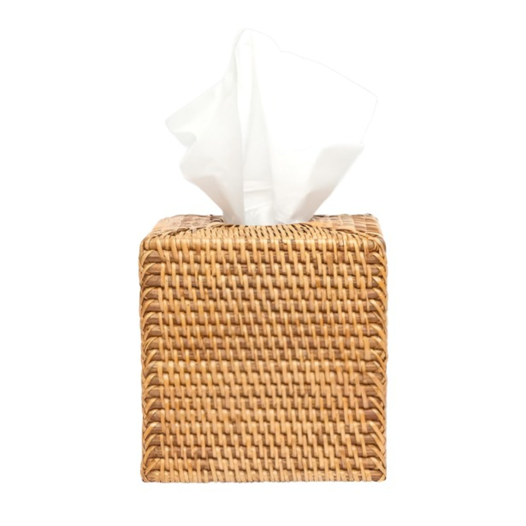 Pigeon & Poodle Dalton Brown Rattan Tissue Box Cover - Bath Accessories - The Well Appointed House