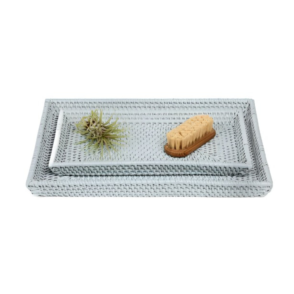 Pigeon & Poodle Dalton Light Gray Rattan Nested Vanity Trays - Bath Accessories - The Well Appointed House