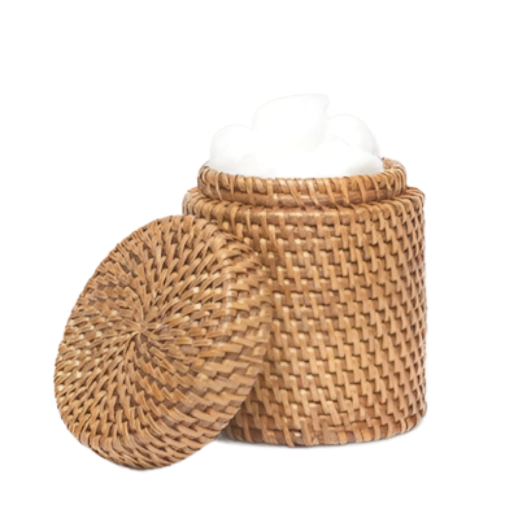 Pigeon & Poodle Dalton Woven Rattan Bathroom Canister in Brown - Bath Accessories - The Well Appointed House