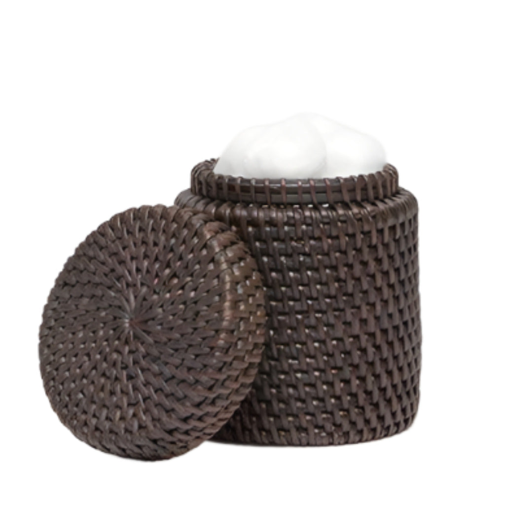 Pigeon & Poodle Dalton Woven Rattan Bathroom Canister in Coffee - Bath Accessories - The Well Appointed House