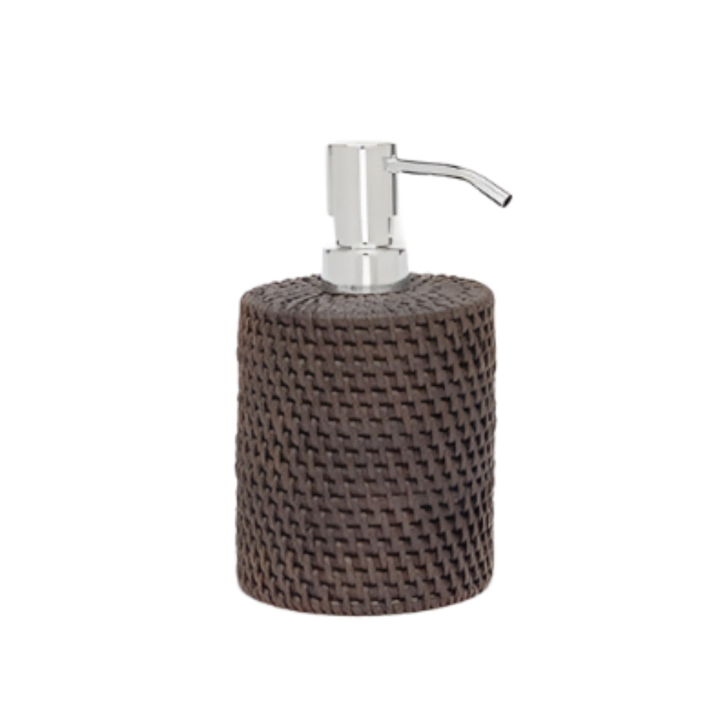 Pigeon & Poodle Dalton Woven Rattan Soap Pump in Coffee - Bath Accessories - The Well Appointed House