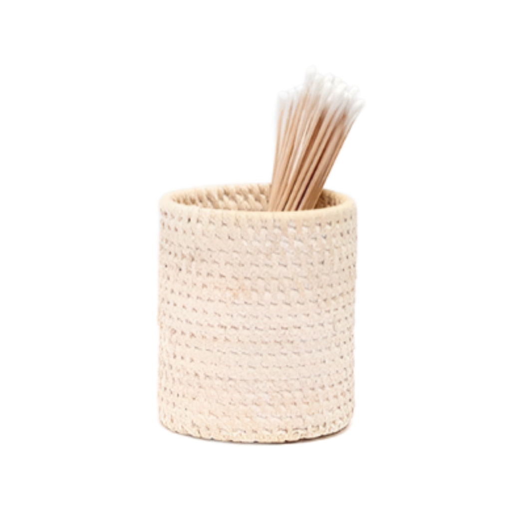 Pigeon & Poodle Dalton Woven Rattan Toothbrush Holder in White Washed - Bath Accessories - The Well Appointed House