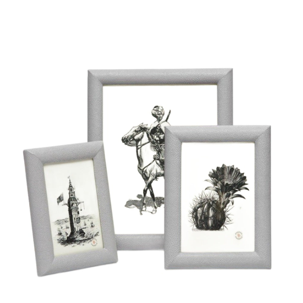 Pigeon & Poodle Faux Shagreen Oxford Frame in Ash Grey - Picture Frames - The Well Appointed House