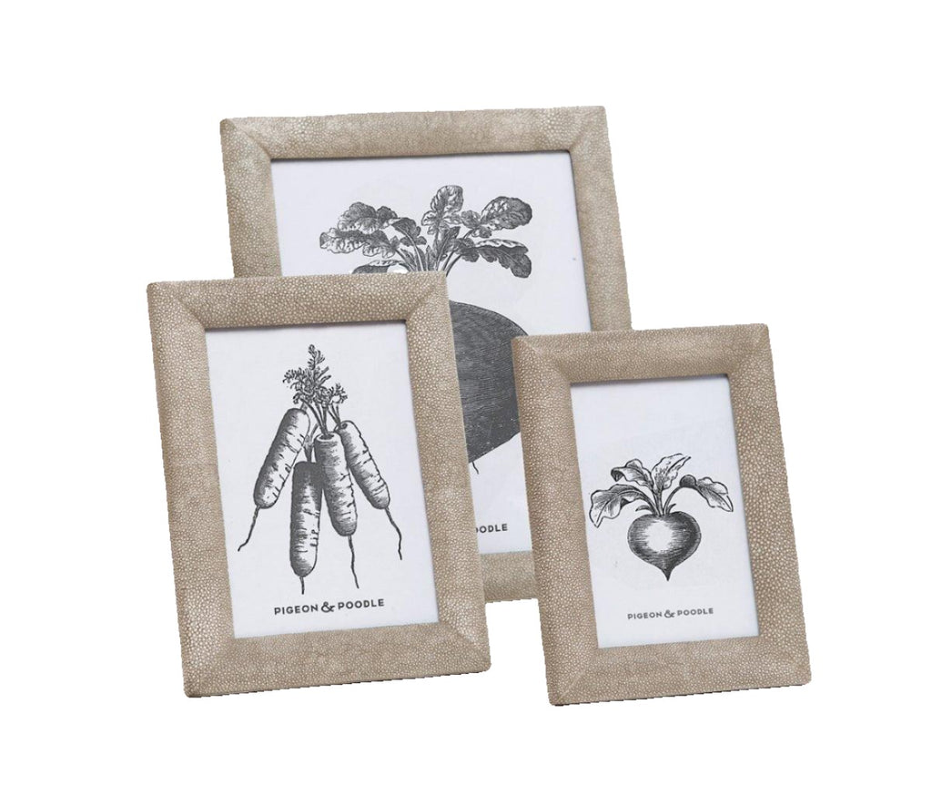 Pigeon & Poodle Faux Shagreen Oxford Frame in Sand - Picture Frames - The Well Appointed House