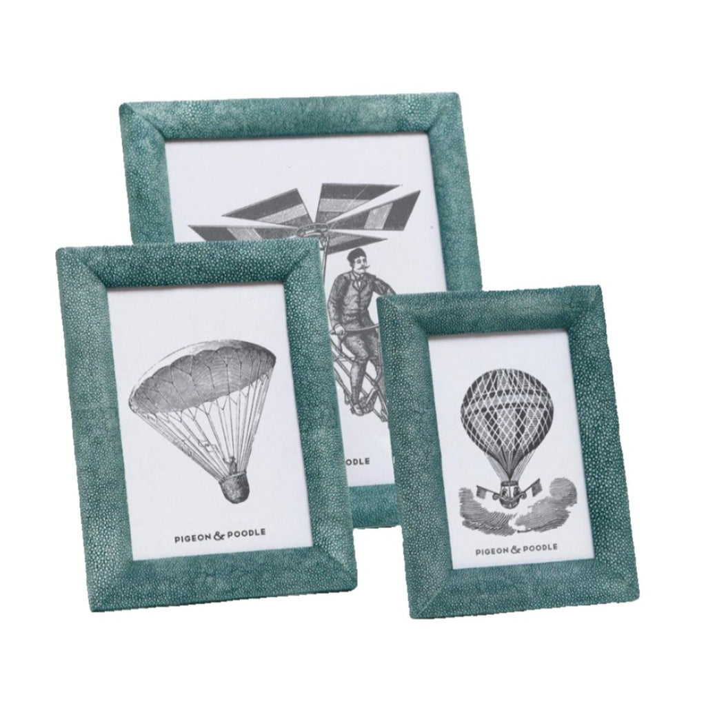 Pigeon & Poodle Faux Shagreen Oxford Frame in Turquoise - Picture Frames - The Well Appointed House