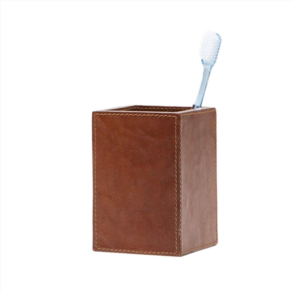 tobacco brush Hampton Brush Holder in Tobacco Brown Leather – The Well Appointed House