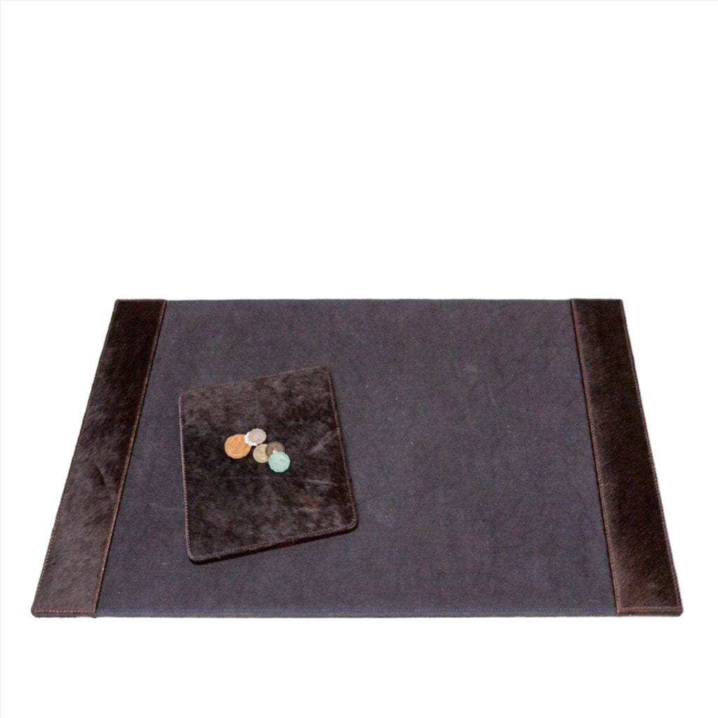 Pigeon & Poodle Hyde Brown Leather Desk Blotter and Mouse Pad Set - Stationery & Desk Accessories - The Well Appointed House
