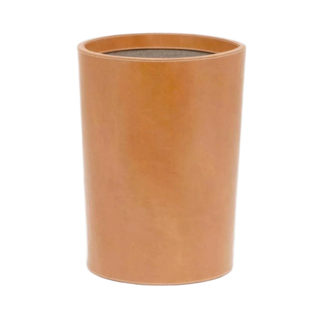 Pigeon & Poodle Leon Round Leather Wastebasket - Wastebasket - The Well Appointed House