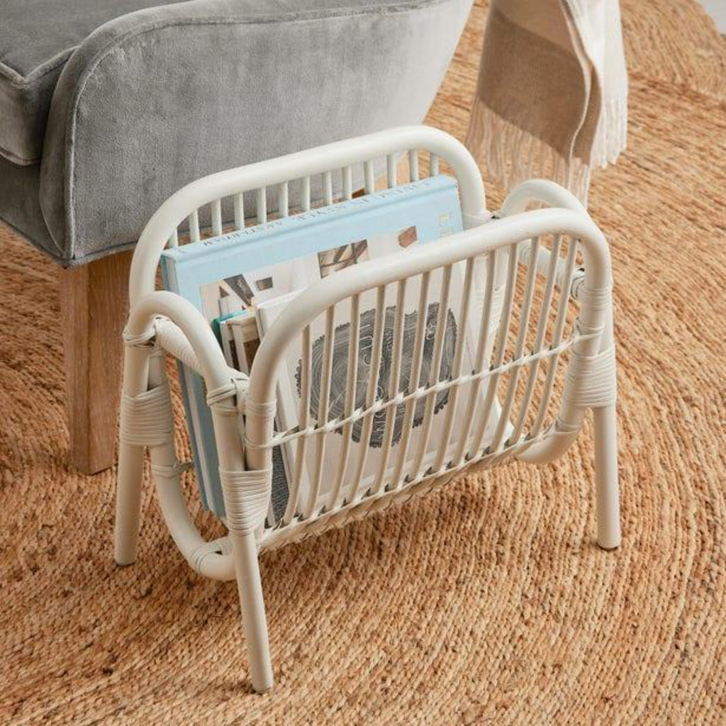 Makassar White Rattan Magazine Rack – The Well Appointed House