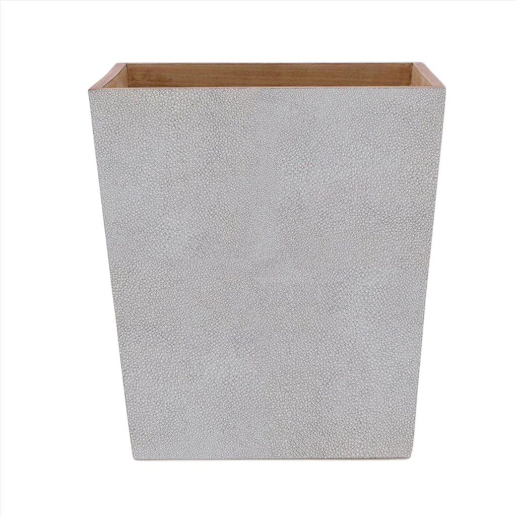 Pigeon & Poodle Manchester Rectangular Wastebasket in Ash Grey Faux Shagreen with Optional Tissue Box - Wastebasket Sets - The Well Appointed House