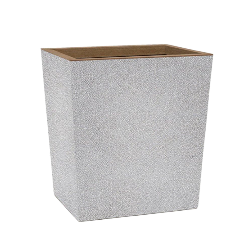 Pigeon & Poodle Manchester Rectangular Wastebasket in Ash Grey Faux Shagreen with Optional Tissue Box - Wastebasket Sets - The Well Appointed House