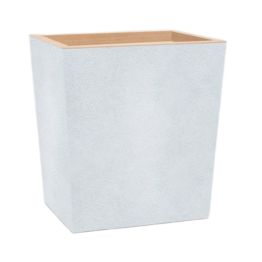 Pigeon & Poodle Manchester Rectangular Wastebasket in Cloud Grey Faux Shagreen with Optional Tissue Box - Wastebasket Sets - The Well Appointed House