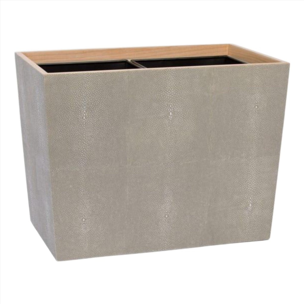Pigeon & Poodle Manchester Sand Grey Shagreen Double Wastebasket - Wastebasket Sets - The Well Appointed House