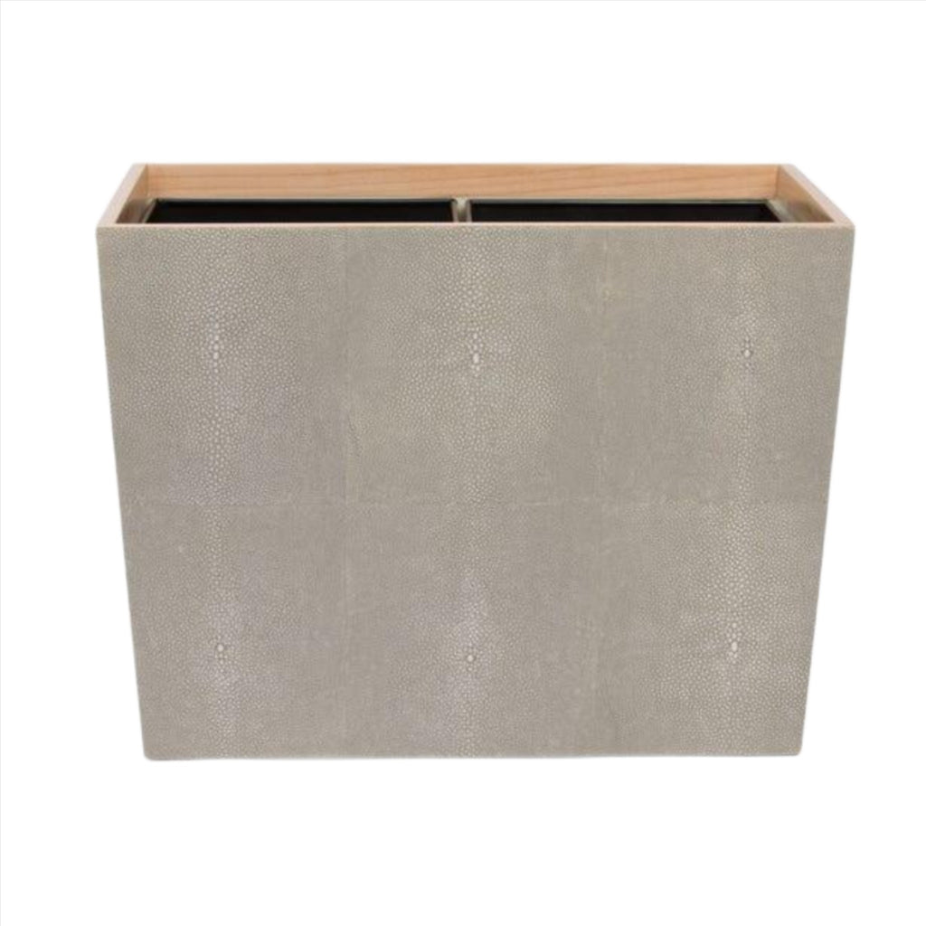 Pigeon & Poodle Manchester Sand Grey Shagreen Double Wastebasket - Wastebasket Sets - The Well Appointed House