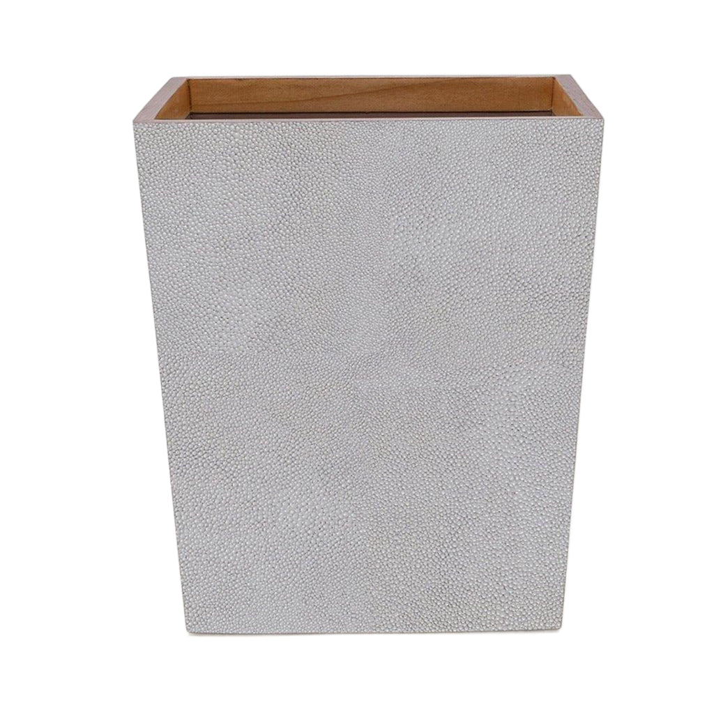 Pigeon & Poodle Manchester Square Wastebasket in Ash Grey Faux Shagreen with Optional Tissue Box - Bath Accessories - The Well Appointed House