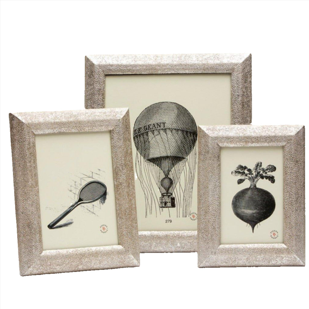 Pigeon & Poodle Nibas Faux Shagreen Picture Frame in Silver - Picture Frames - The Well Appointed House