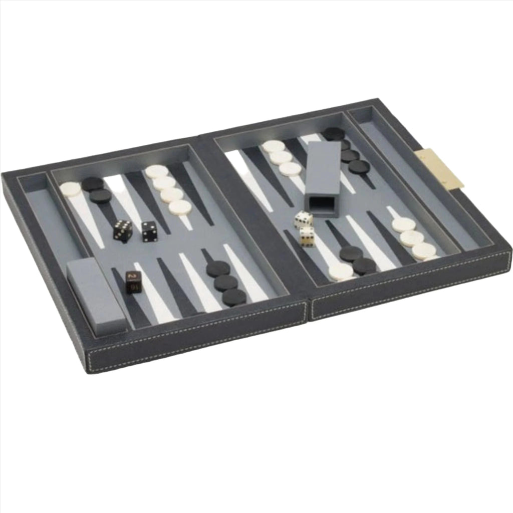 Pigeon & Poodle Sebina Polished Horn Backgammon Set With Leather Case - Available in Two Sizes - Games & Recreation - The Well Appointed House