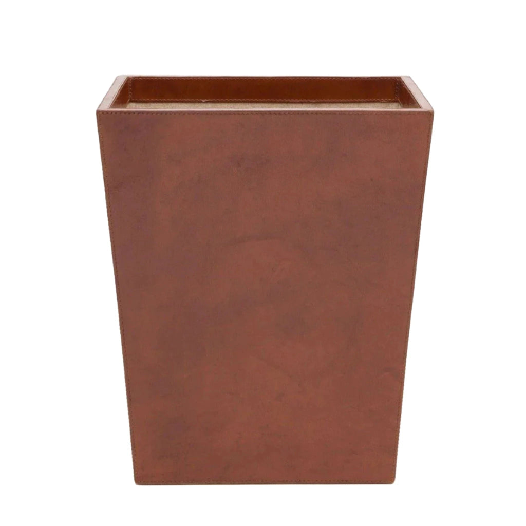 Pigeon & Poodle Stirling Rectangular Wastebasket in Deep Brown Leather - Wastebasket - The Well Appointed House
