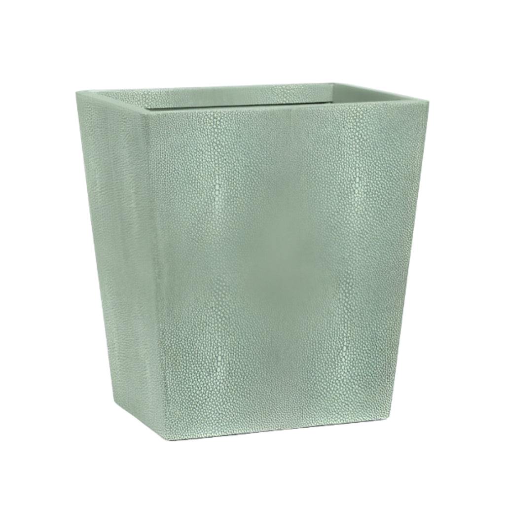 Pigeon & Poodle Tenby Rectangular Sage Green Faux Shagreen Wastebasket - Wastebasket Sets - The Well Appointed House