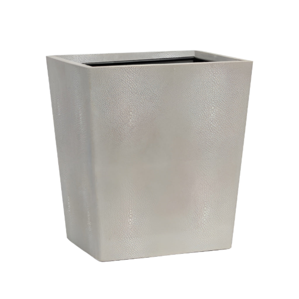 Pigeon & Poodle Tenby Rectangular Sand Grey Faux Shagreen Wastebasket - Wastebasket Sets - The Well Appointed House