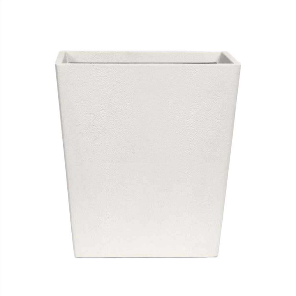 Pigeon & Poodle Tenby Rectangular White Faux Shagreen Wastebasket - Wastebasket Sets - The Well Appointed House