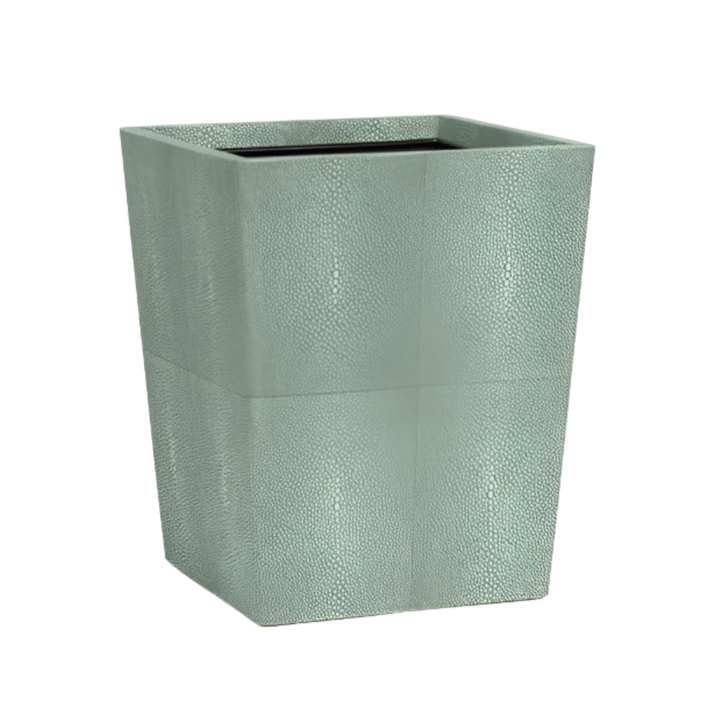 Pigeon & Poodle Tenby Sage Green Faux Shagreen Wastebasket - Wastebasket Sets - The Well Appointed House