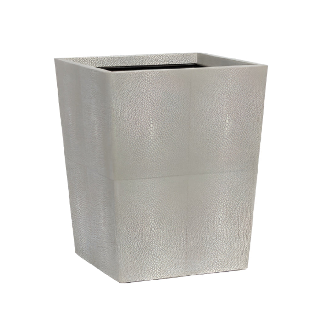 Pigeon & Poodle Tenby Sand Grey Faux Shagreen Wastebasket - Wastebasket - The Well Appointed House