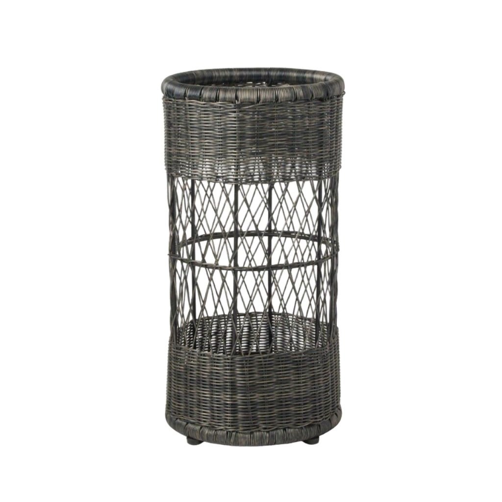 Pigeon & Poodle Winburg Gray Faux Rattan Umbrella Stand - Umbrella Stands - The Well Appointed House