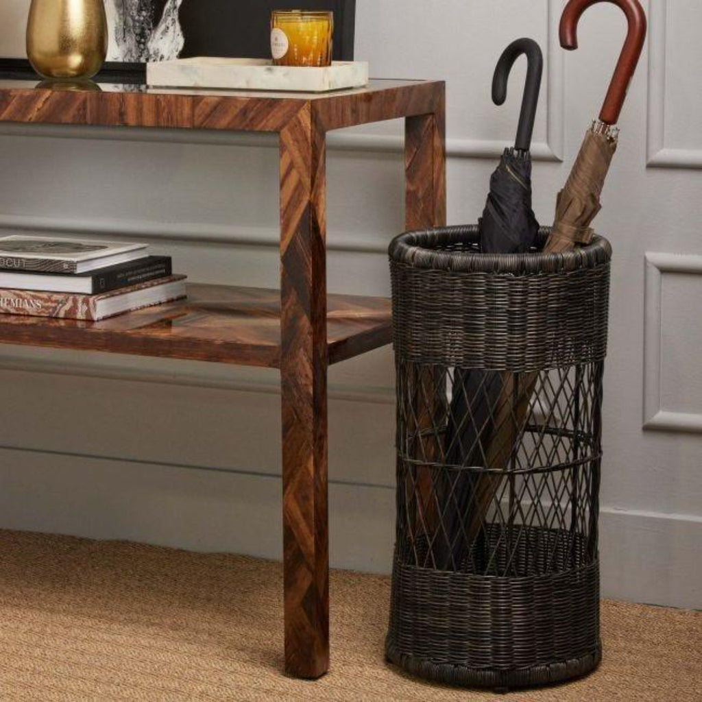 Pigeon & Poodle Winburg Gray Faux Rattan Umbrella Stand - Umbrella Stands - The Well Appointed House