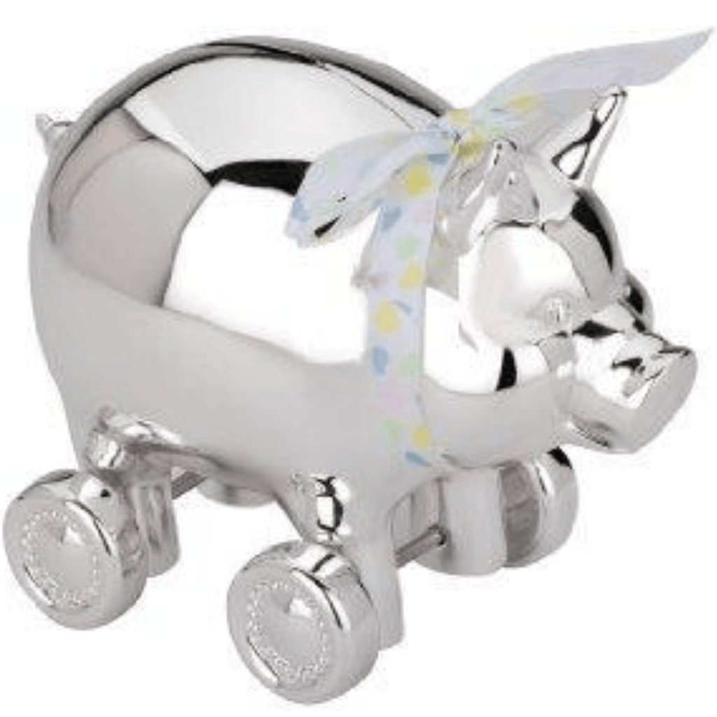 Piggy with Wheels Silverplate Bank - Baby Gifts - The Well Appointed House