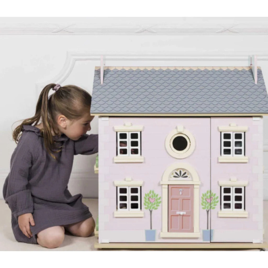 Pink & Blue Bay Tree Wooden Three Story Dollhouse - Little Loves Dollhouses - The Well Appointed House