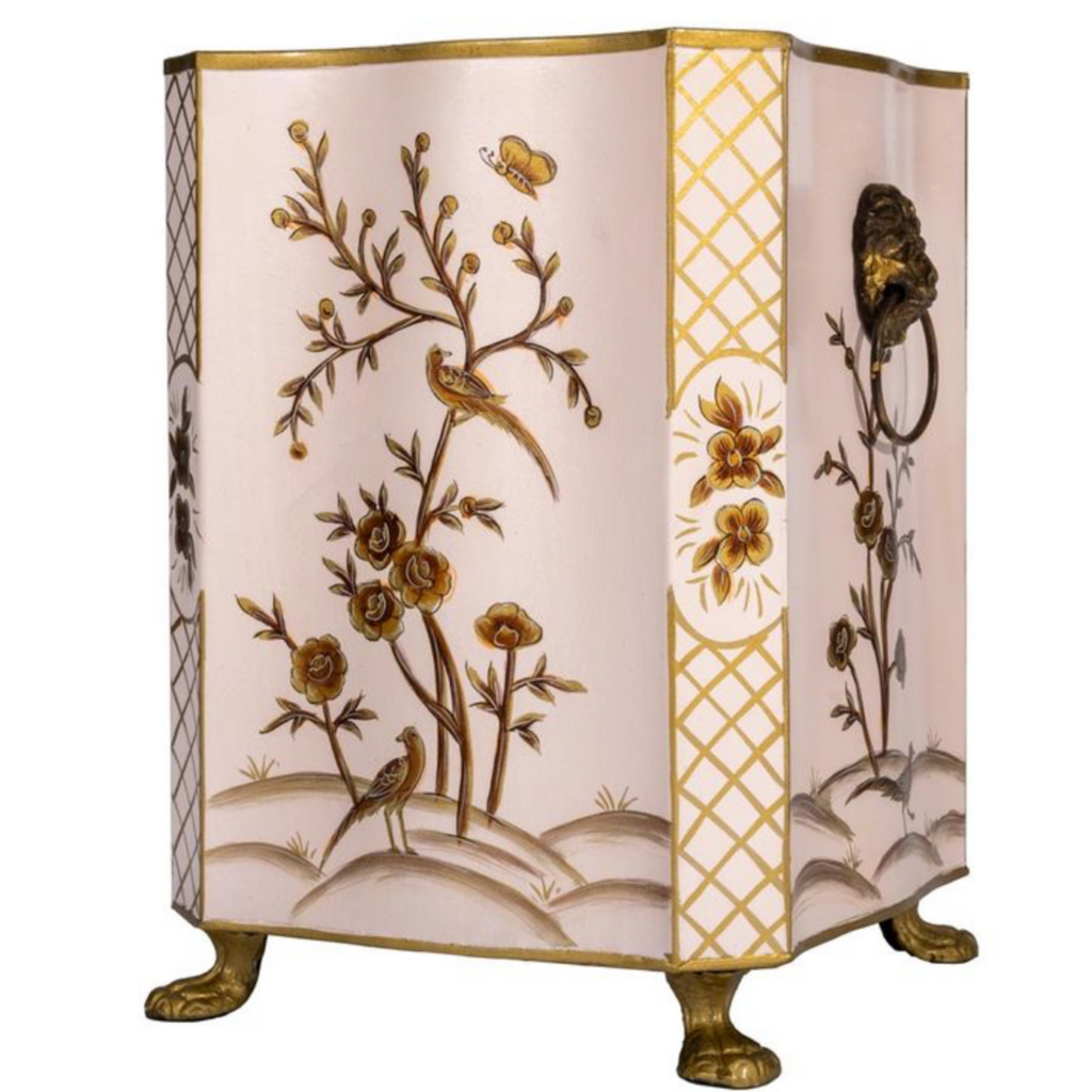 Pink & Gold Square Footed Wastepaper Basket - The Well Appointed House 
