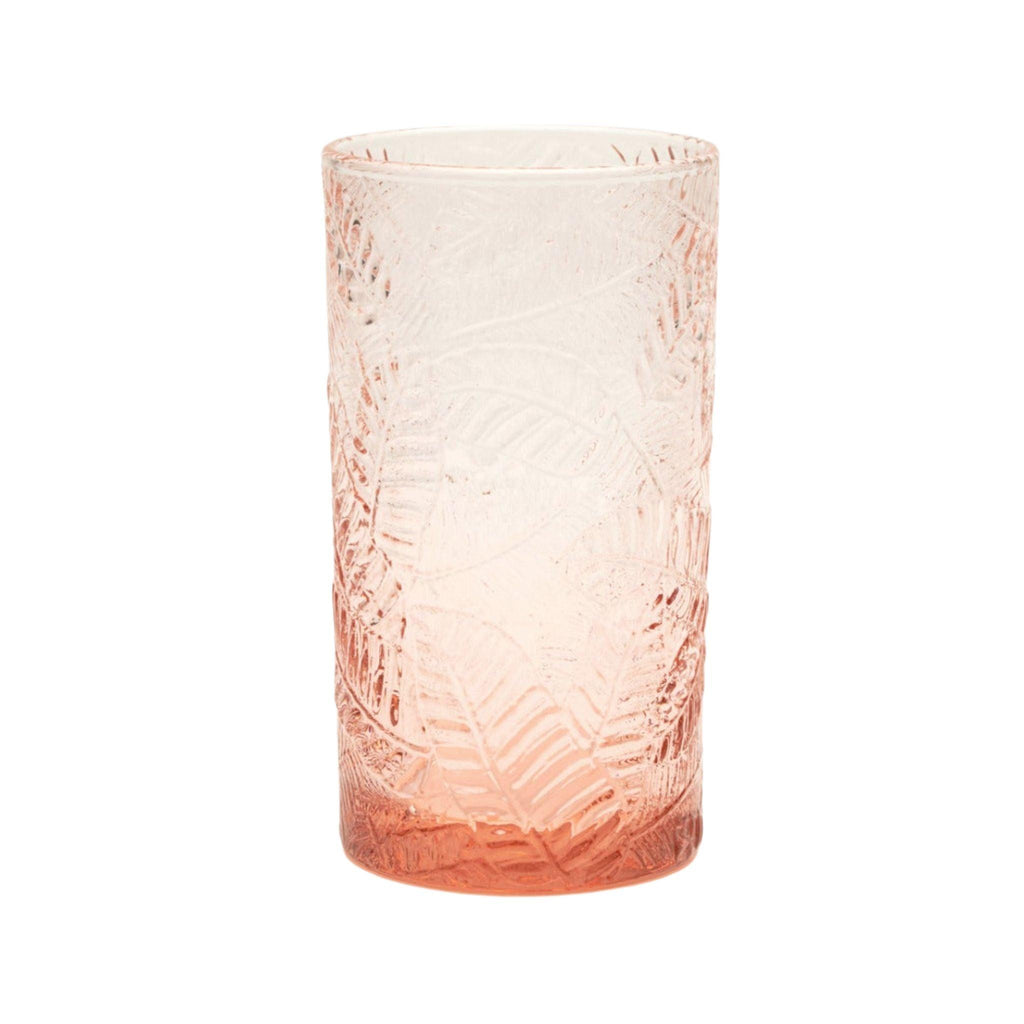 Pink Banana Leaf Pattern Hand Blown Glasses - Drinkware - The Well Appointed House