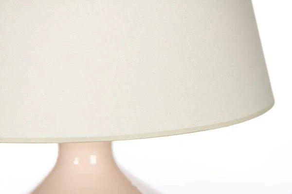 Pink Beaded Urn Style Ceramic Table Lamp with White Linen Shade - Table Lamps - The Well Appointed House