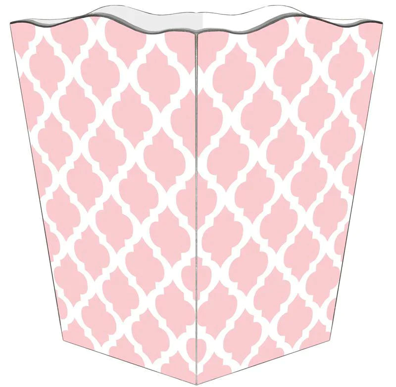 Pink Chelsea Grande Decoupage Wastebasket and Optional Tissue Box Cover - Wastebasket Sets - The Well Appointed House