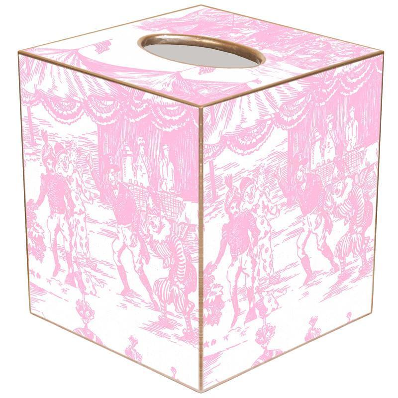 Pink Circus Toile Wastebasket and Optional Tissue Box Cover - Wastebasket Sets - The Well Appointed House