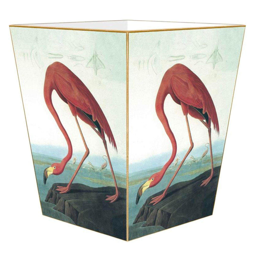 Pink Flamingo Wastepaper Basket and Optional Tissue Box Cover - Wastebasket - The Well Appointed House