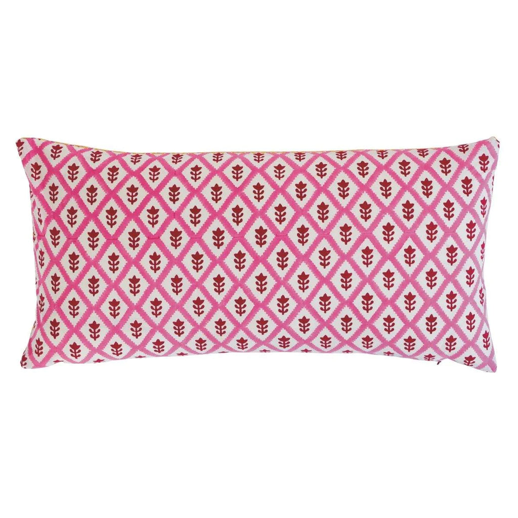 Pink Floral Diamond Print Throw Pillow - Pillows - The Well Appointed House