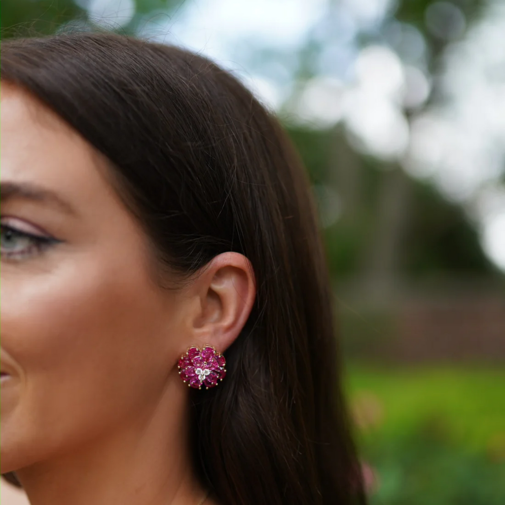 Pink Bougainvillea Flower Stud Earrings - The Well Appointed House