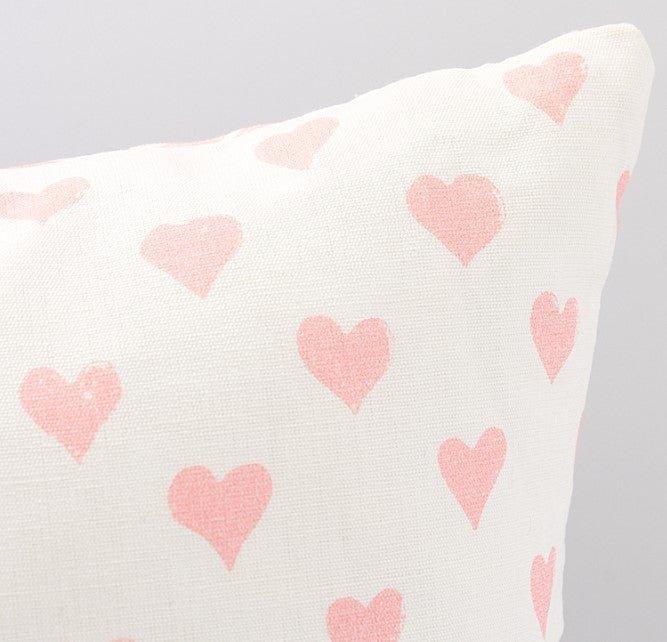 Pink Hearts & Coffee Beans Motif 20" Throw Pillow - Little Loves Pillows - The Well Appointed House