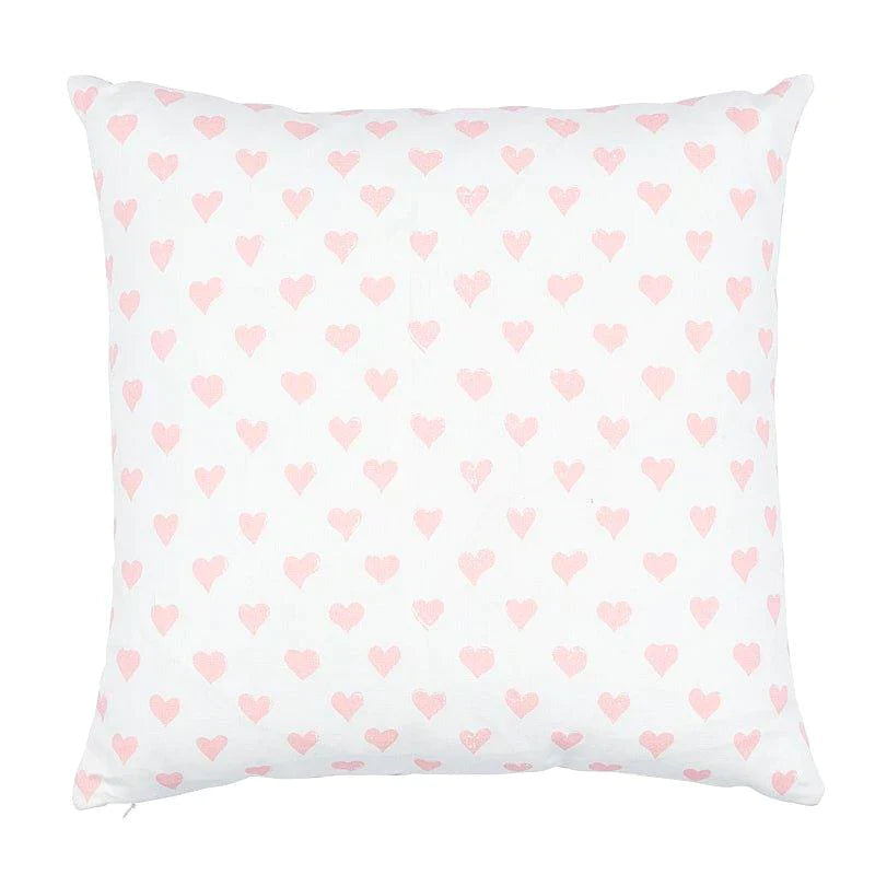 Pink Hearts + Coffee Bean Print 18" Throw Pillow - Little Loves Pillows - The Well Appointed House