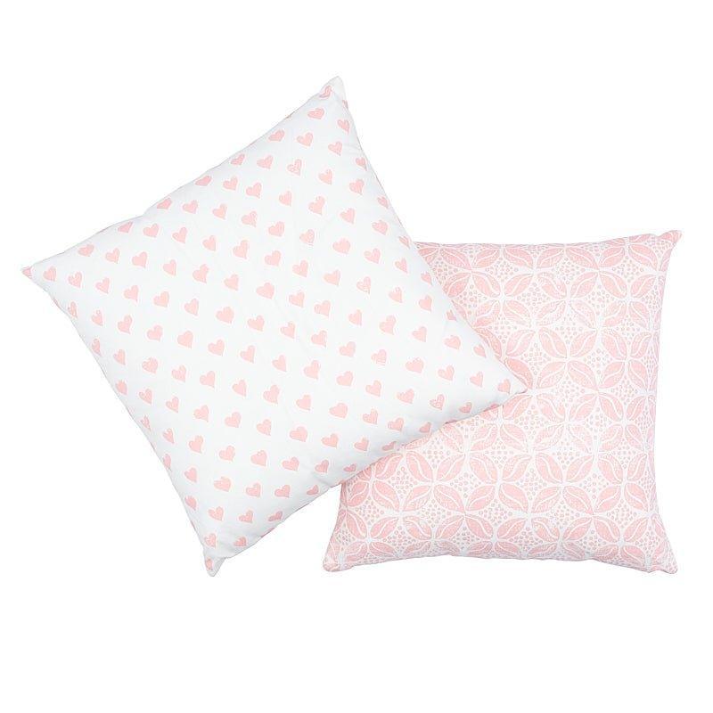Pink Hearts + Coffee Bean Print 18" Throw Pillow - Little Loves Pillows - The Well Appointed House