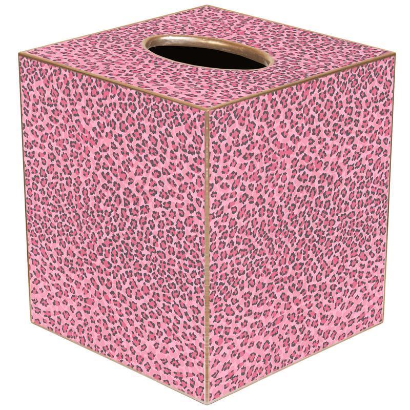 Pink Leopard Decoupage Wastebasket and Optional Tissue Box Cover - Wastebasket Sets - The Well Appointed House