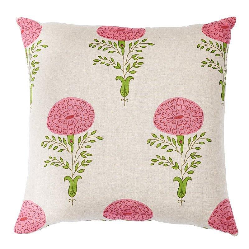Pink Marigold 22" Linen Throw Pillow - Little Loves Pillows - The Well Appointed House