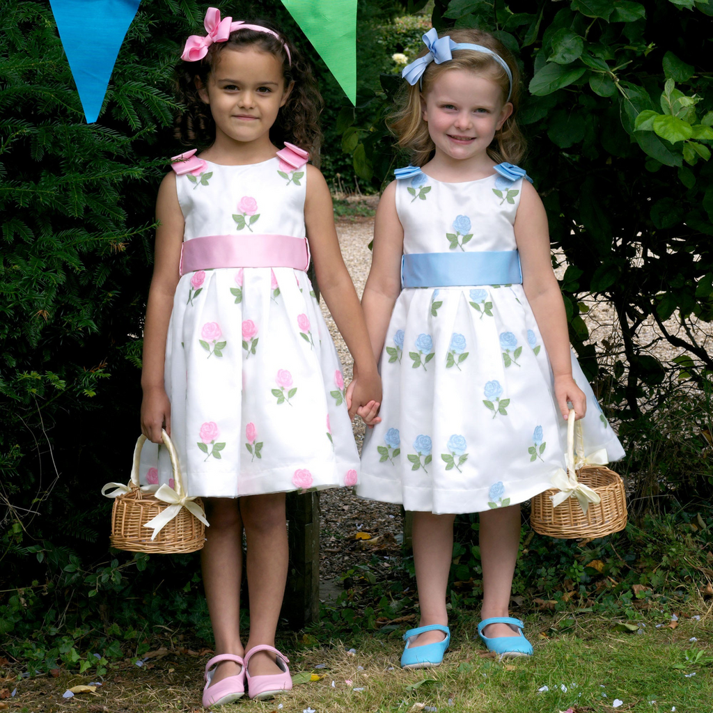 Pink Rose Embroidered Organza Dress - The Well Appointed House 