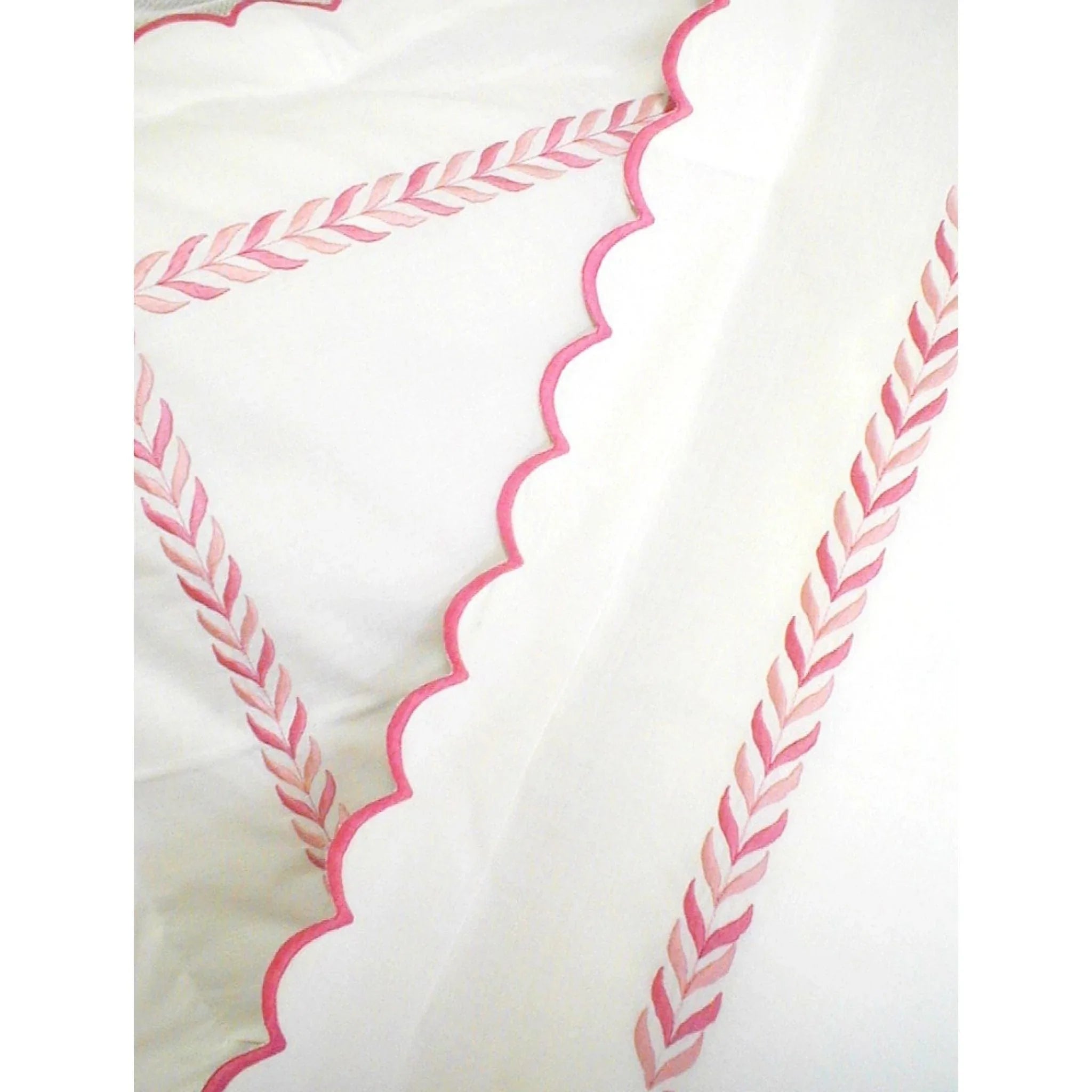 White sheets with pink trim deals