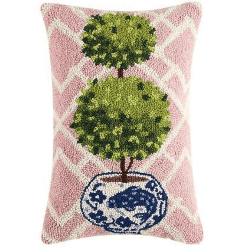 Pink Topiary Decorative Throw Pillow - Pillows - The Well Appointed House