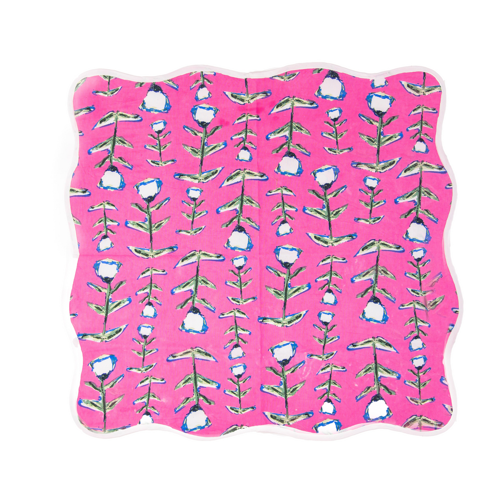 Set Of Four Pink Tulip Print Cotton Napkins - The Well Appointed House