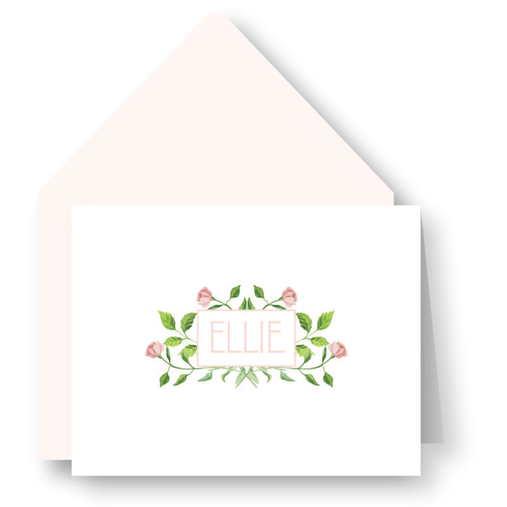 Pink Vine Personalized Folded Notes - D12 - CR41 - Stationery - The Well Appointed House