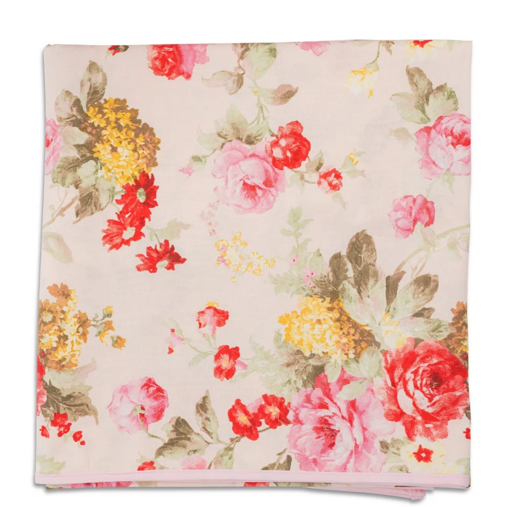 Pink Wild Roses Cotton Tablecloth - The Well Appointed House